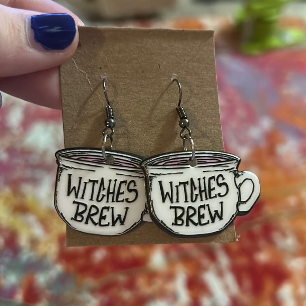 Acrylic witches brew earrings